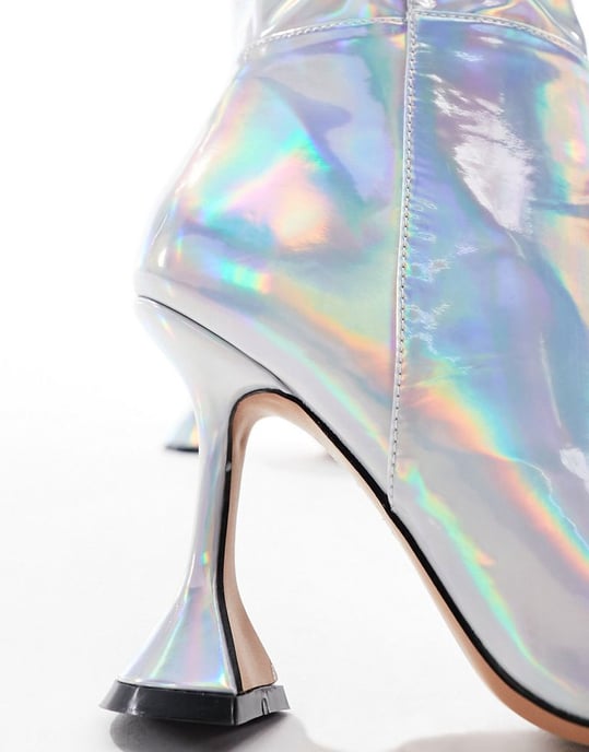 ASOS DESIGN Cortez heeled knee high boots in iridescent