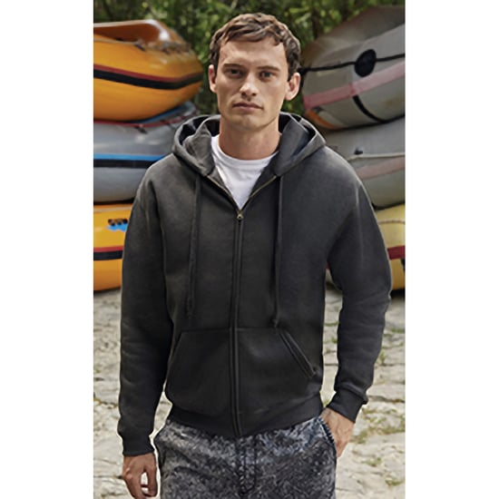 Fruit Of The Loom Mens Zip Through Hooded Sweatshirt / Hoodie (Charcoal) - Image 3