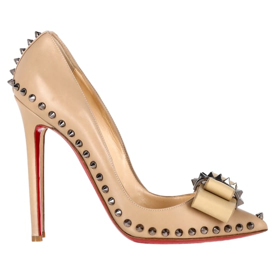 Christian Louboutin Lucifer 120 Spiked Pumps in Nude Leather - Image 1