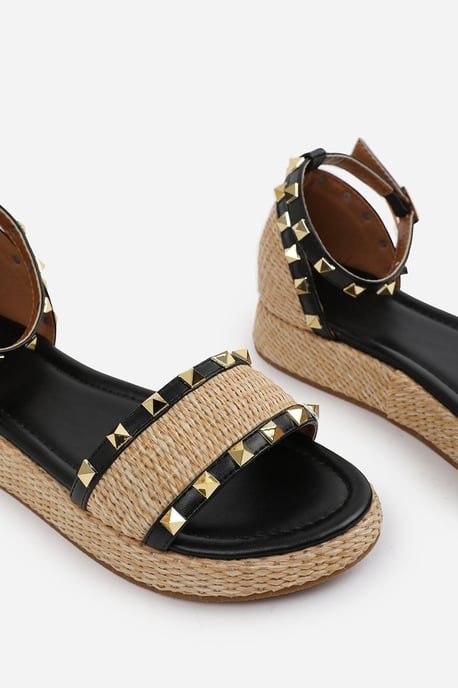 Wheres That From Womens 'Katara' Studded Gladiator Braided Strap Espadrille Flatform