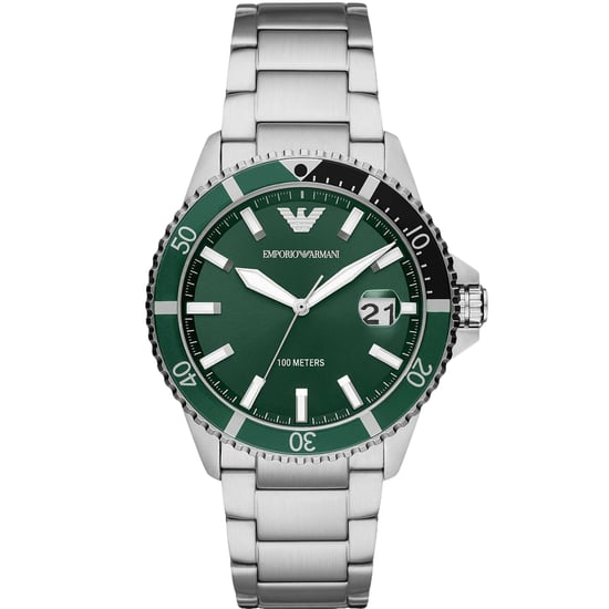 Emporio Armani Mens Watch  Quartz  silver green - Image 1