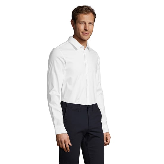 SOLS Heren Blake Stretch Shirt Met Lange Mouwen (Wit) - Image 3