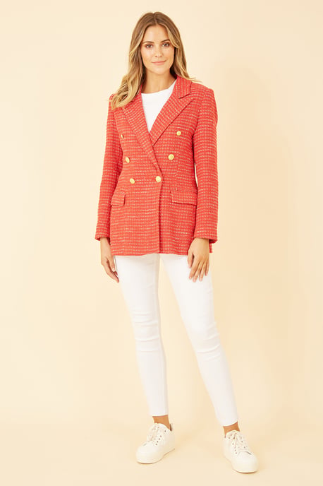 Red Boucle Fitted Blazer