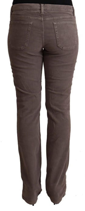 Jeckerson Women's Brown Cotton Low Waist Iconic Patches Leg Denim Jeans