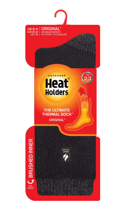 Heat Holders - Extra tjocka termosockor för herrar för vintern | Varma fluffiga fleeceisolerade sockor | Gåvor till män - Svart / Charcoal Heel & Toe (Berlin) - Image 2