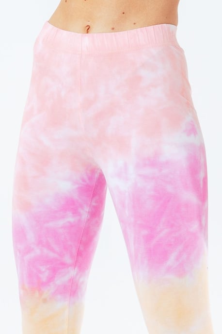 hype pink tie dye scribble logo women's leggings