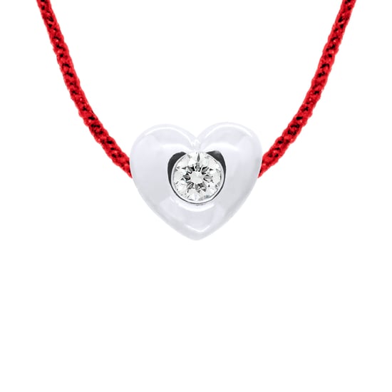 DIADEMA - Necklace - Red Nylon - Heart - Real Diamond