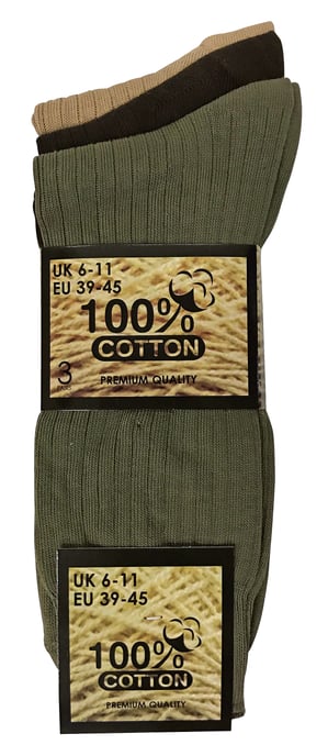 6 Pack Mens Soft 100% Cotton Breathable Coloured Ribbed Dress Socks - Image 2