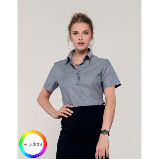 Russell Collectie Dames/Dames Korte Mouw Easy Care Oxford Shirt (Zilvergrijs) - Image 2