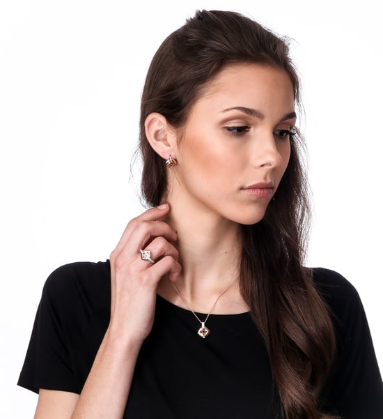 Orphelia 'Athena' Women's 925 Sterling Silver Set: Chain-Pendant + Earrings - Silver/Rose SET-7113 - Image 4