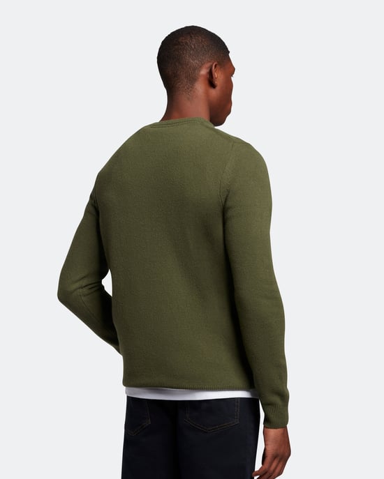 Lyle & Scott Rundhalsad Lammullströja i Oliv - Image 3