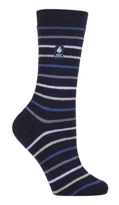 Heat Holders - Dam Ultra Lite Thermal Borstad Innergarn Design Strumpor - Marin (Riga) - Image 1