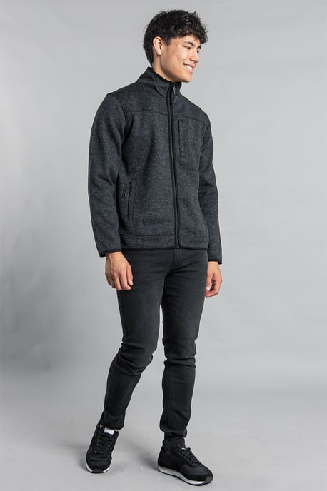 Charcoal Funnel Neck Full Zip Fleece With Polar Fleece Lining