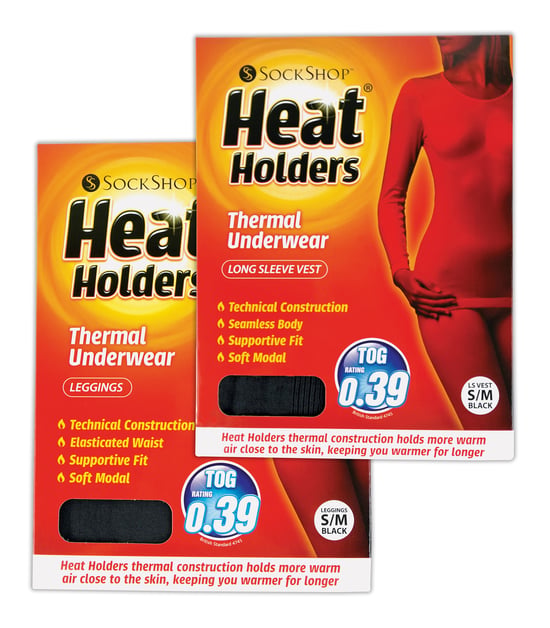 Ladies Thermal Underwear Set | Heat Holders | Extra Warm Winter Long Sleeve Top & Long Janes - Black - Image 2