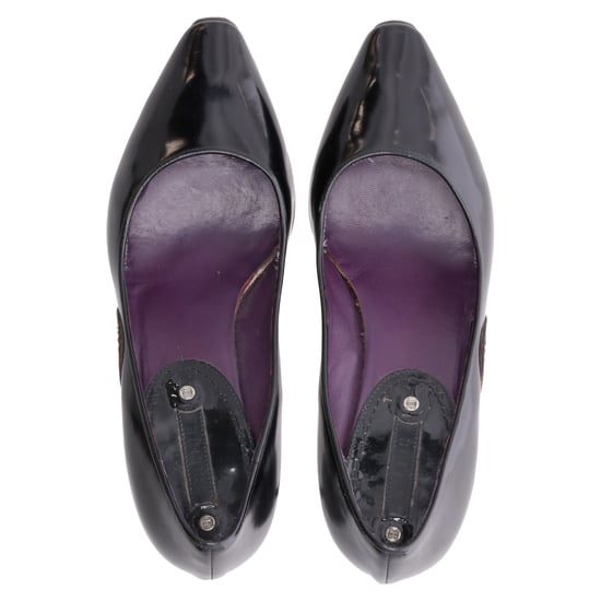 Celine Almond-Toe Kitten Heel Pumps in Black Leather - Image 5