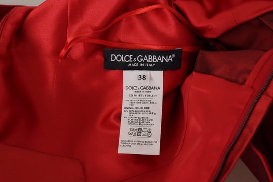 Dolce & Gabbana Röd A-linjeformad Plisserad Satin Silke Klänning för Kvinnor - Image 6