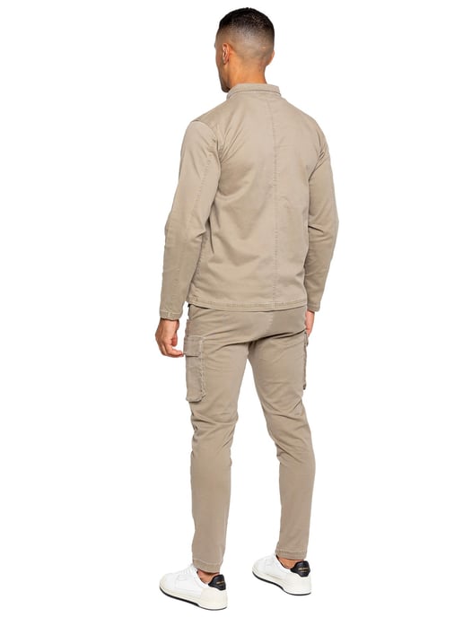 Enzo | Mens Cargo Tracksuit Set - Beige