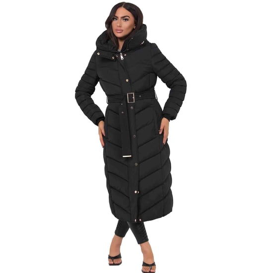 Jess Women’s Long Puffer Coat with Belt & Hood