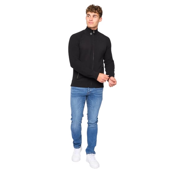 Crosshatch Mens Birchin stickad jumper med full dragkedja (svart) - Image 3