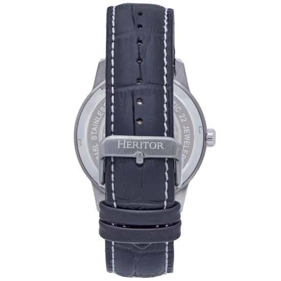 Heritor Automatic Davies Semi-Skeleton Leather-Band Watch