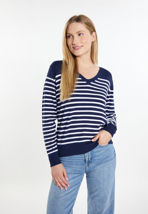 Dreimaster Knitted pullover women marine white - Image 3