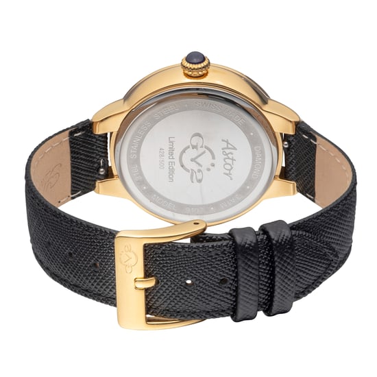 GV2 Astor Women's Swiss Quartz Diamond White Dial Calfskin Leather Watch - Image 2