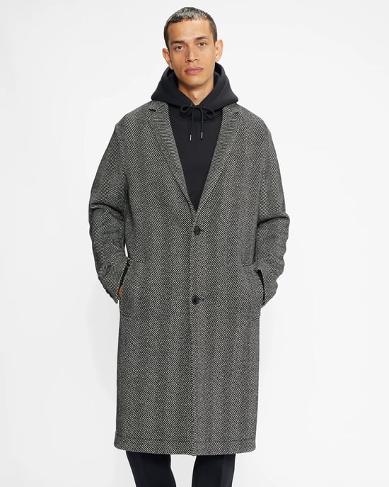 Ted Baker Travers Herringbone Coat, Black