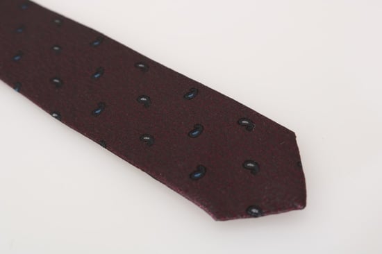 Dolce & Gabbana Heren Bordeaux 100% Zijden Patroon Slanke Stropdas - Image 4