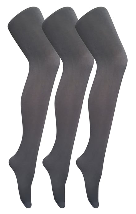 3 Pair Multipack Womens Coloured Opaque 80 Denier Tights | Sock Snob | Plain Block Colour Tights - Charcoal - Image 1