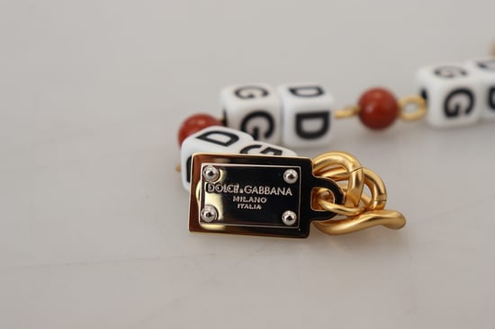 Dolce & Gabbana Guldkedja Bronspärlad Hummerlås Logotyp Kvinnors Armband - Image 5