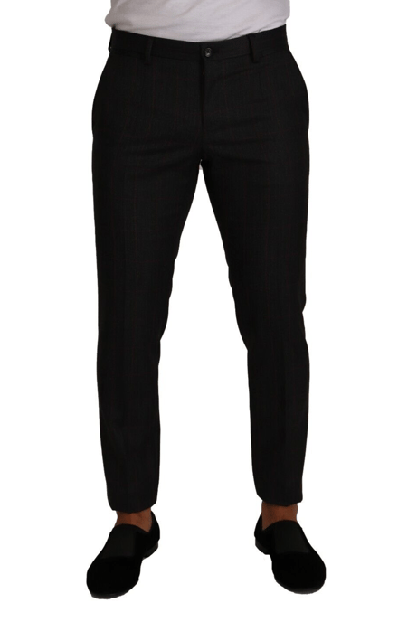 Dolce & Gabbana Men's Gray Check Wool Formal Trouser Dress Pants - Image 1