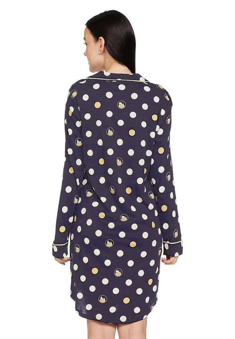Marks and Spencer Womens Nachthemd van puur katoen in marine - Image 2
