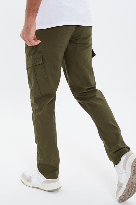 'Gordon' Linen Blend Pull On Cargo Trousers