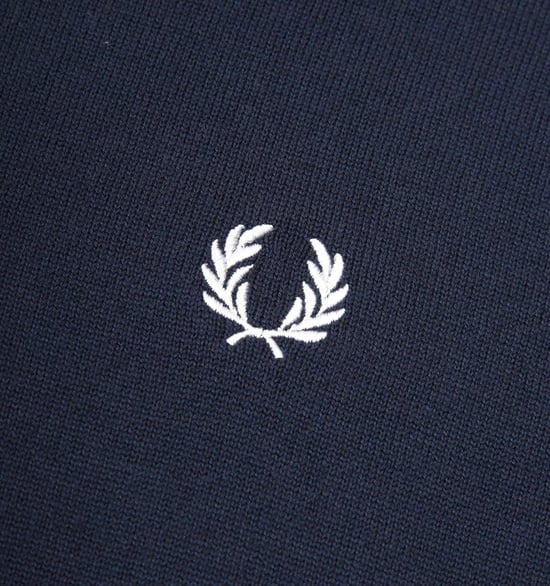 Herrars Fred Perry Klassisk Stickad Långärmad Polotröja i Marinblå - Image 4