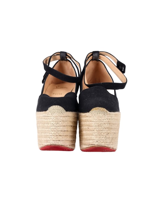Christian Louboutin Dehia Espadrille Platform Wedge in Black Canvas - Image 2