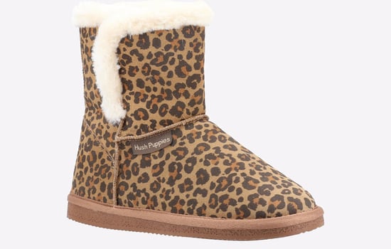 Hush Puppies Ashleigh Fuskpäls Dam Leopard Tofflor - Image 2
