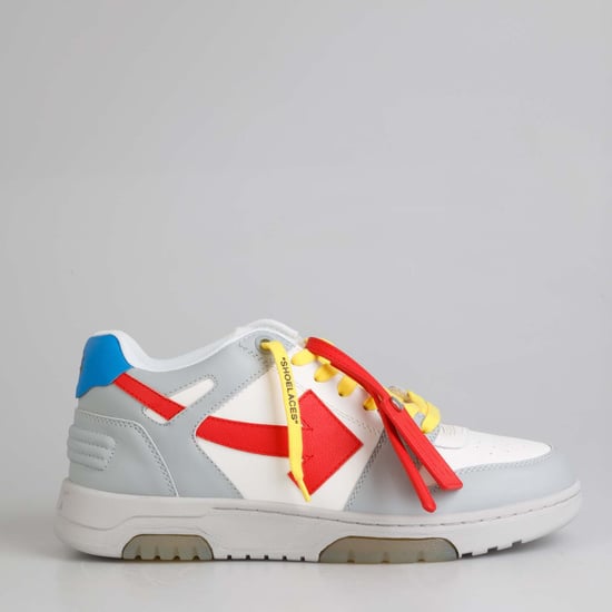 Men's Off White Out of Office Calf Leather Trainers in Grey red