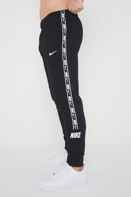 Nike Mens Repeat Taping Logo Fleece Cuffed Joggers in Black - Image 3