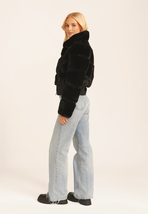 Faux Fur Zip Front Short Jacket