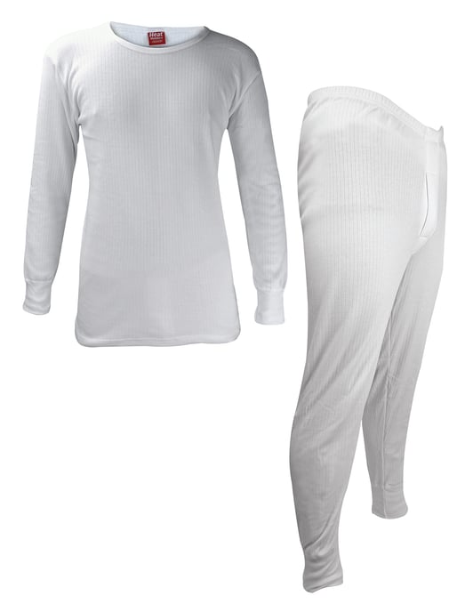 Mens Thermal Underwear Set | Heat Holders | Winter Long Sleeve Top & Long Johns - White - Image 1
