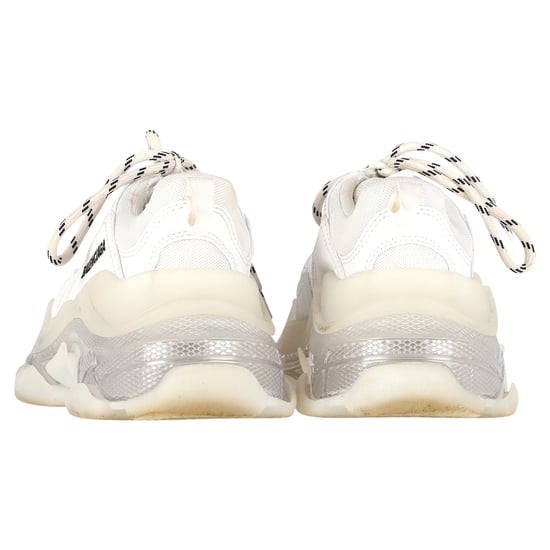 Balenciaga Clear Sole Triple S Sneakers in White Polyester - Image 4