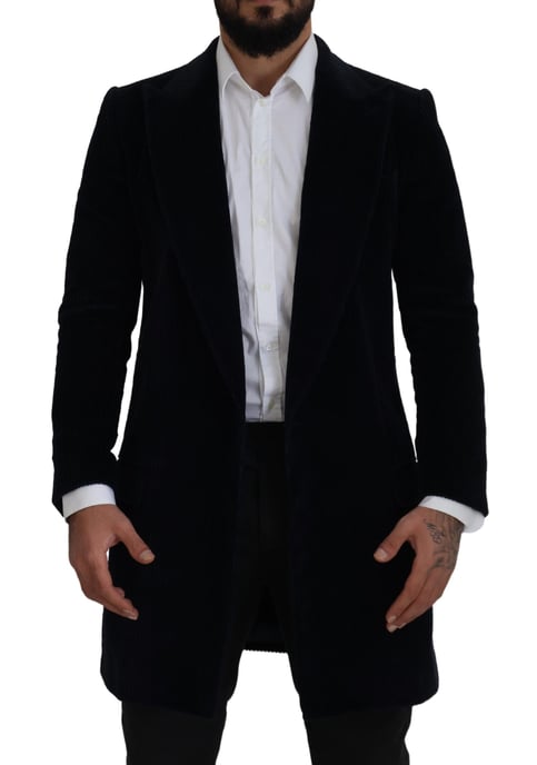 Dolce & Gabbana Svart Cotton Cardigan Lång Kappa Herr Herrjacka - Image 1