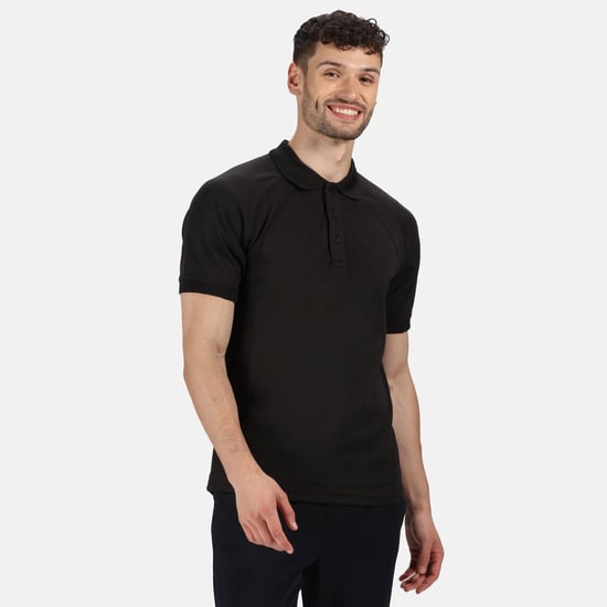 Regatta Professional Mens Coolweave Short Sleeve Polo Shirt (Black)