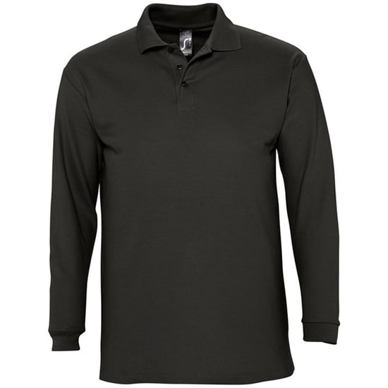 SOLS Heren-Winter II Poloshirt met lange mouwen van Piqué katoen (Zwart) - Image 1