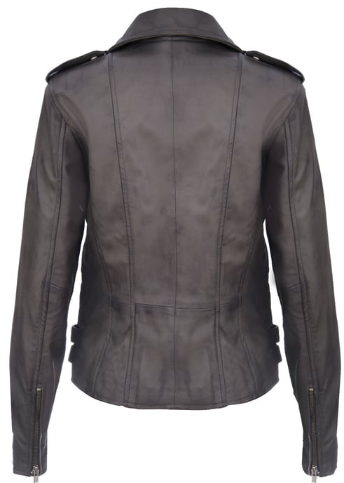 Ladies leather Brando biker jacket-Loddon