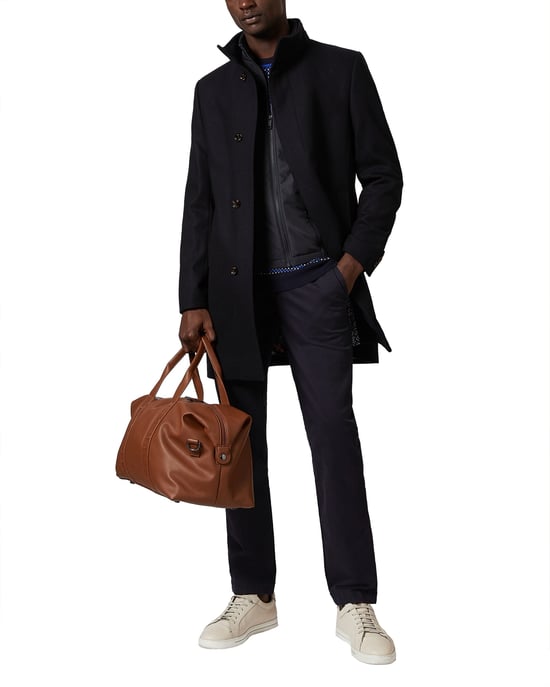 Ted Baker Margate Funnel Neck Coat With Removable Inner, Navy