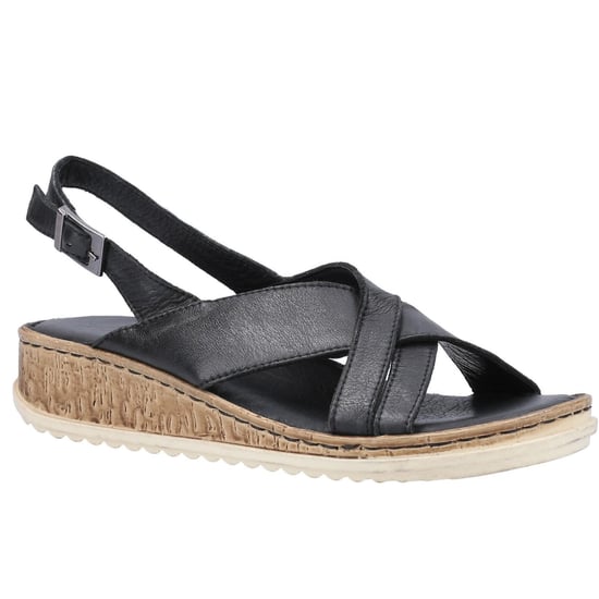 Hush Puppies Womens/Ladies Elena Leather Wedge Sandal (Black)