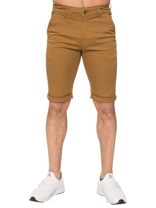Enzo | Mens Slim Fit Stretch Chino Shorts - Tan - Image 1