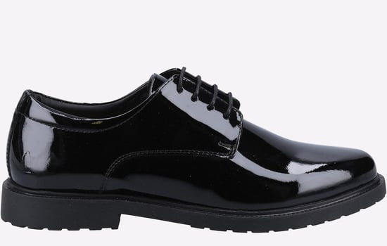 Hush Puppies Verity Slip On Läder Dams Patent Svarta Brogues Skor - Image 1