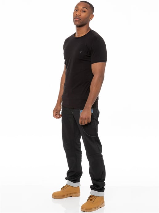Enzo | Jeans med manschetter i denim för herrar - Svart/blå - Image 6